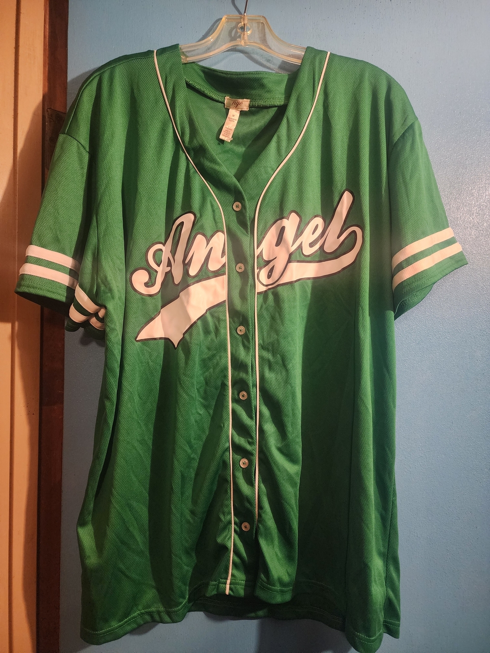 Blank NYC Green and White 'Angel' Baseball Jersey